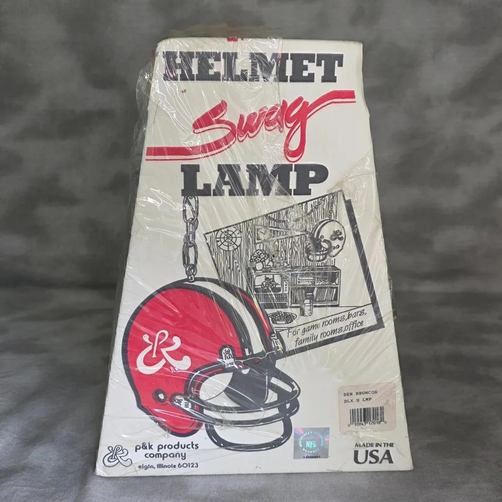 DENVER BRONCOS Vintage Helmet Swag Lamp P&K Products w/Hanging Chain & Hook Set